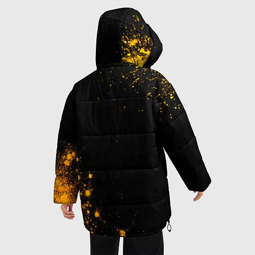 Женская зимняя куртка JoJo Bizarre Adventure - gold gradient: надпись, с / 3D-Черный – фото 4