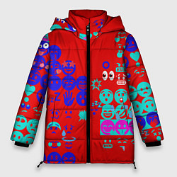 Куртка зимняя женская Смайлы для настроения, цвет: 3D-красный