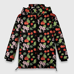 Женская зимняя куртка Паттерн цветы и вишня