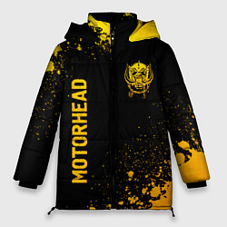 Женская зимняя куртка Motorhead - gold gradient: надпись, символ