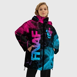 Куртка зимняя женская FNAF - neon gradient: надпись, символ, цвет: 3D-черный — фото 2
