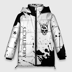 Женская зимняя куртка Architects и рок символ на светлом фоне