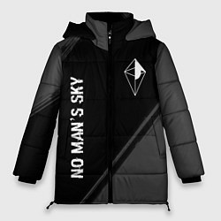 Женская зимняя куртка No Mans Sky glitch на темном фоне: надпись, символ