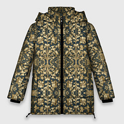 Женская зимняя куртка Объемный золотой цветочный узор