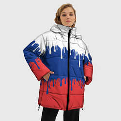 Куртка зимняя женская Флаг России - потёки, цвет: 3D-черный — фото 2