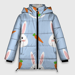 Куртка зимняя женская Зайчики и морковки, цвет: 3D-светло-серый