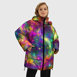 Куртка зимняя женская Яркий неоновый космос, цвет: 3D-красный — фото 2