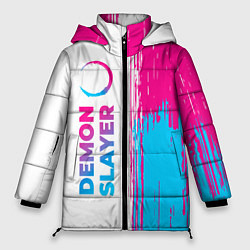 Женская зимняя куртка Demon Slayer neon gradient style: по-вертикали