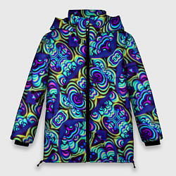 Куртка зимняя женская Психоделический абстракционизм, цвет: 3D-черный
