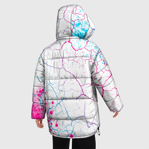 Женская зимняя куртка Death Stranding neon gradient style: надпись, симв / 3D-Черный – фото 4