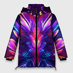 Куртка зимняя женская Неоновые объекты абстракция, цвет: 3D-светло-серый