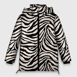 Куртка зимняя женская Полосатая шкура зебры, белого тигра, цвет: 3D-черный