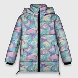 Куртка зимняя женская Абстрактные светлые волны, цвет: 3D-красный