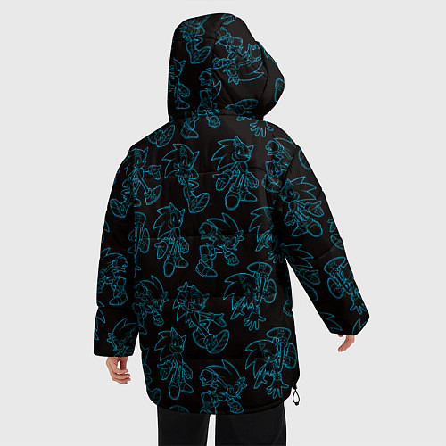 Женская зимняя куртка Соник паттерн / 3D-Черный – фото 4
