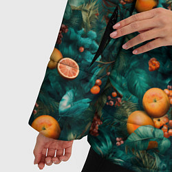 Куртка зимняя женская Тропические цитрусы, цвет: 3D-черный — фото 2