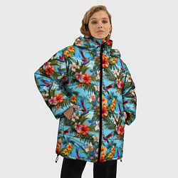 Куртка зимняя женская Паттерн с цветами, цвет: 3D-красный — фото 2