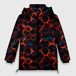 Куртка зимняя женская Неоновые линии, цвет: 3D-красный