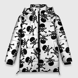 Куртка зимняя женская Черепа и кости паттерном, цвет: 3D-черный