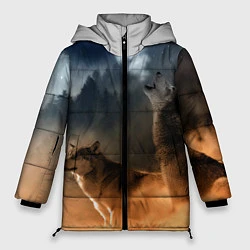 Куртка зимняя женская Волки на севере, цвет: 3D-черный