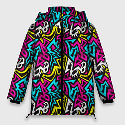 Куртка зимняя женская Цветные зигзаги Colored zigzags, цвет: 3D-черный
