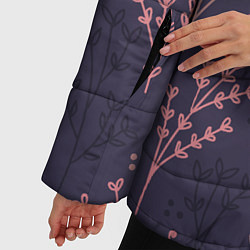 Куртка зимняя женская Розовые веточки, цвет: 3D-светло-серый — фото 2