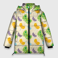 Куртка зимняя женская Весенние бабочки, цвет: 3D-черный