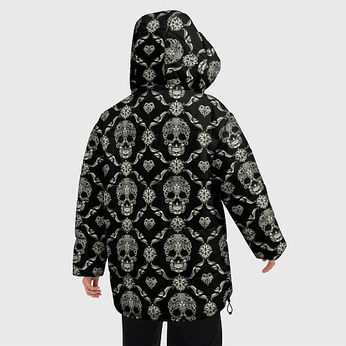 Женская зимняя куртка Узор с черепами Pattern with skulls / 3D-Светло-серый – фото 4