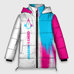 Женская зимняя куртка Assassins Creed neon gradient style: по-вертикали