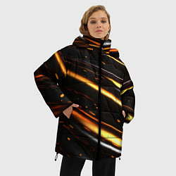 Куртка зимняя женская Золотые плавные линии, цвет: 3D-красный — фото 2