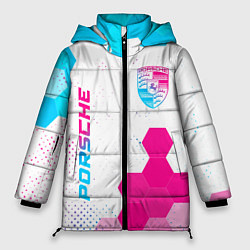 Женская зимняя куртка Porsche neon gradient style: надпись, символ