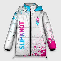 Женская зимняя куртка Slipknot neon gradient style: надпись, символ