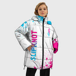 Куртка зимняя женская Slipknot neon gradient style: надпись, символ, цвет: 3D-черный — фото 2