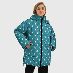 Куртка зимняя женская Зайчик в скафандре, цвет: 3D-черный — фото 2
