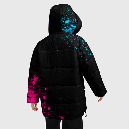 Женская зимняя куртка Danganronpa - neon gradient: надпись, символ / 3D-Черный – фото 4