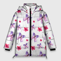 Куртка зимняя женская Spring butterflies, цвет: 3D-красный