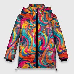 Куртка зимняя женская Разноцветные мазки красок, цвет: 3D-светло-серый