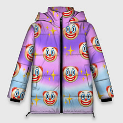 Куртка зимняя женская Узор с Клоунами, цвет: 3D-светло-серый