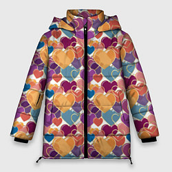 Куртка зимняя женская Красивые Сердечки, цвет: 3D-красный