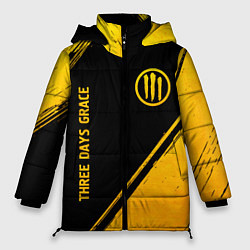 Женская зимняя куртка Three Days Grace - gold gradient: надпись, символ