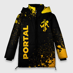 Женская зимняя куртка Portal - gold gradient: надпись, символ