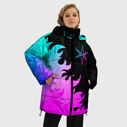 Куртка зимняя женская Bring Me the Horizon неоновый огонь, цвет: 3D-черный — фото 2