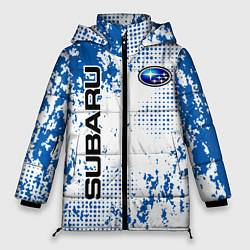 Женская зимняя куртка Subaru blue logo