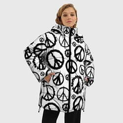 Куртка зимняя женская Many peace logo, цвет: 3D-красный — фото 2