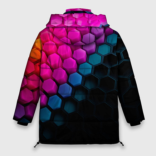 Женская зимняя куртка Цветной шестиугольник / 3D-Красный – фото 2
