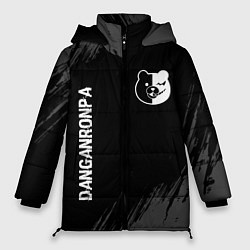 Женская зимняя куртка Danganronpa glitch на темном фоне: надпись, символ