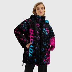 Куртка зимняя женская Toyota - neon gradient: надпись, символ, цвет: 3D-черный — фото 2