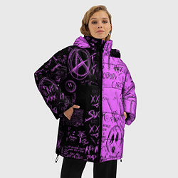 Куртка зимняя женская Dead inside purple black, цвет: 3D-красный — фото 2