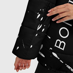 Куртка зимняя женская Bon Jovi и рок символ на темном фоне, цвет: 3D-черный — фото 2