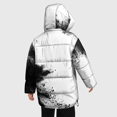 Женская зимняя куртка Bring Me the Horizon и рок символ на светлом фоне / 3D-Черный – фото 4