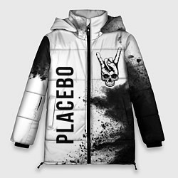 Женская зимняя куртка Placebo и рок символ на светлом фоне